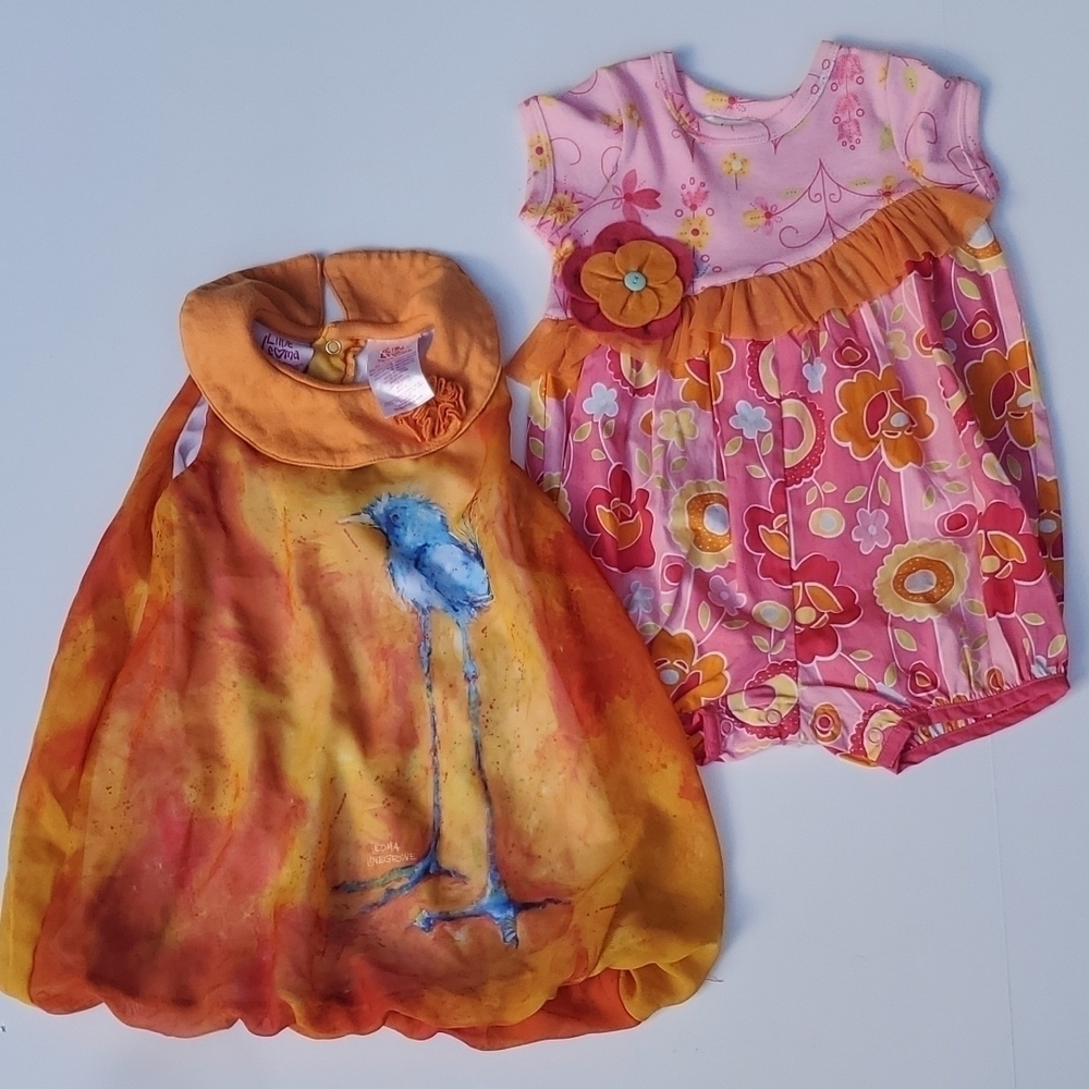Baby Lulu romper & Little Leoma Love grove bubble dress 12 months 2 for 1